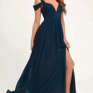 NWT Lulu's ocean of elegance navy blue maxi dress
